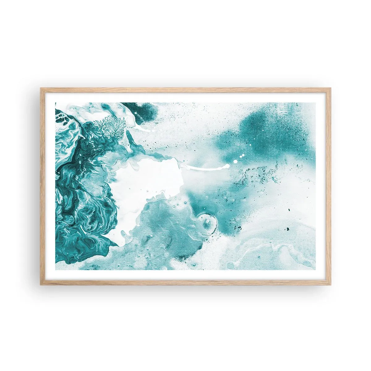 Poster in einem Rahmen aus heller Eiche - Morast von Blau - 91x61 cm