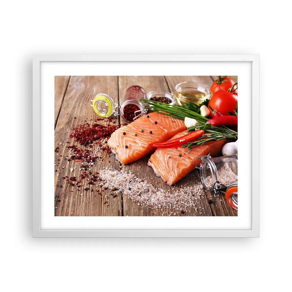 Poster in einem weißen Rahmen - Norwegisches Abenteuer in der Küche - 50x40 cm