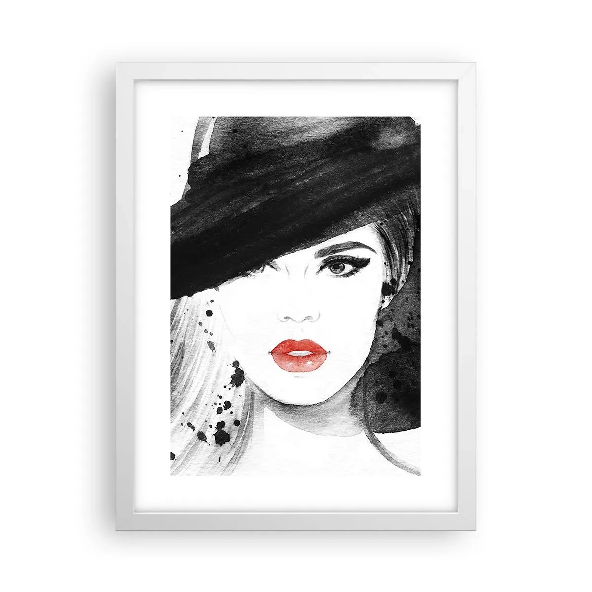 Poster in einem weißen Rahmen - Frau in schwarz - 30x40 cm