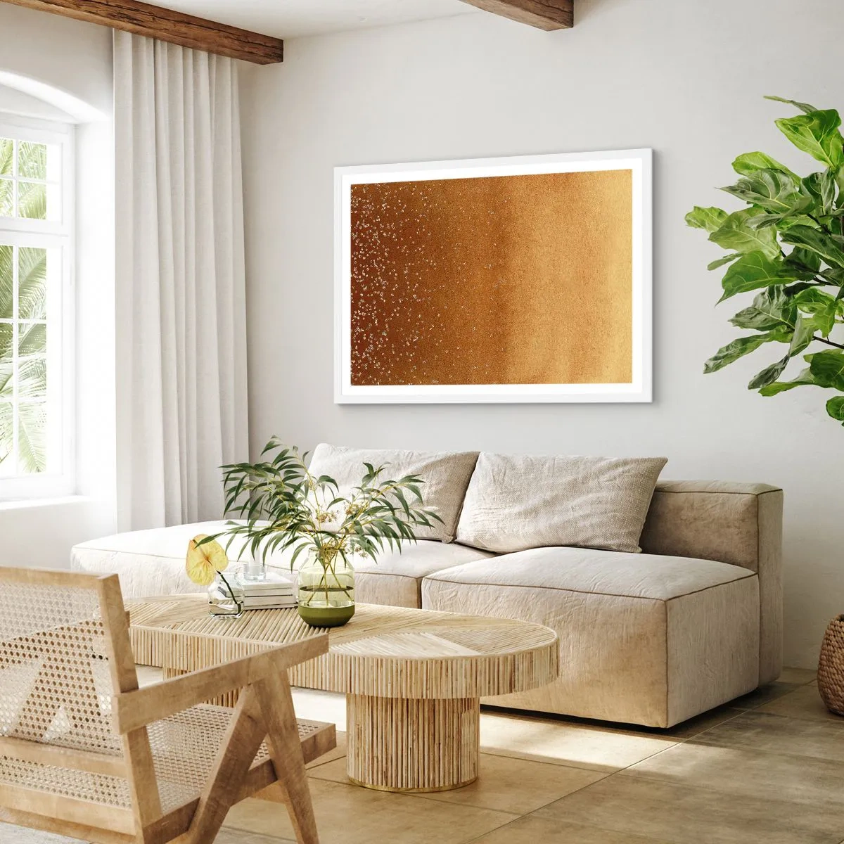 Poster in einem weißen Rahmen - Die Geburt des Lichts - 50x40 cm