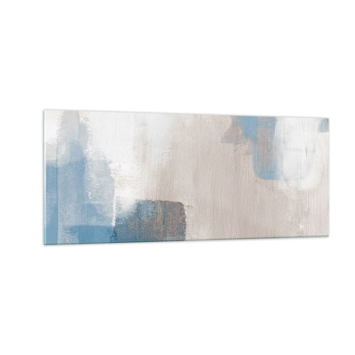 Glasbild - Bild auf glas - Rosa Abstraktion hinter einem blauen Vorhang - 100x40 cm