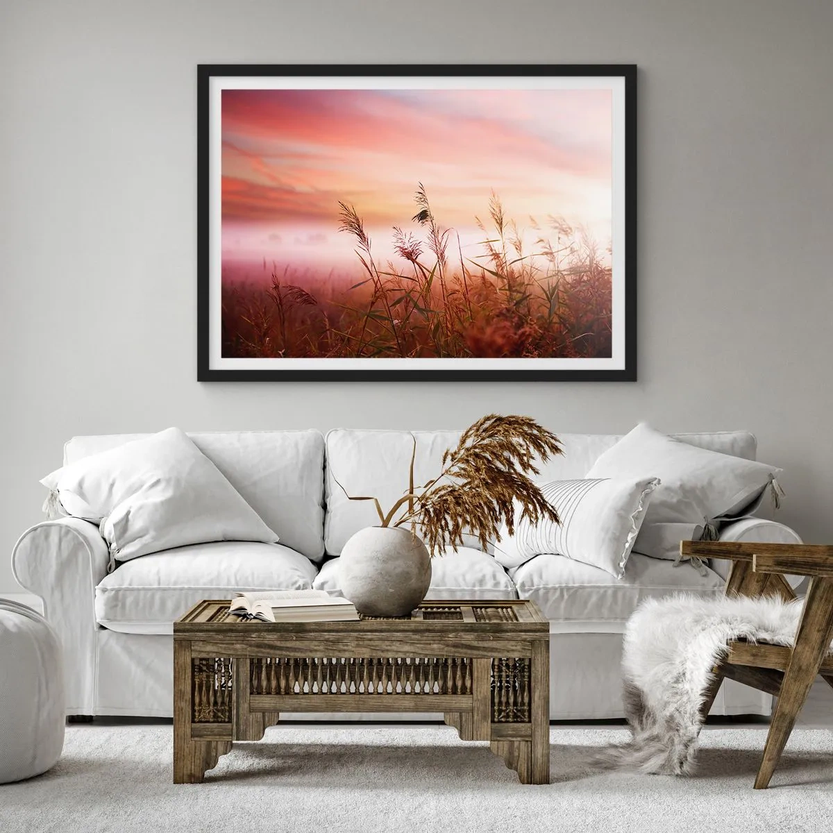 Poster in einem schwarzem Rahmen - Drachen, Löwenzahn, Wind - 40x30 cm