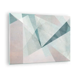 Glasbild - Bild auf glas - Geometrische Formen in Pastelltönen von Grün und Blau - 70x50cm - Einfach aber dynamisch - Moderne Wanddekoration für Wohnzimmer und Schlafzimmer ARTTOR