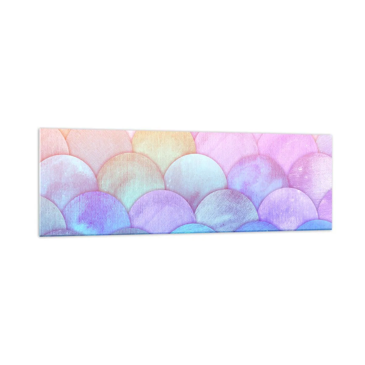 Glasbild - Bild auf glas - Abstrakte Schuppen in Pastelltönen - 160x50cm - Perlenschuppe - Moderne Wanddekoration für Wohnzimmer und Schlafzimmer ARTTOR