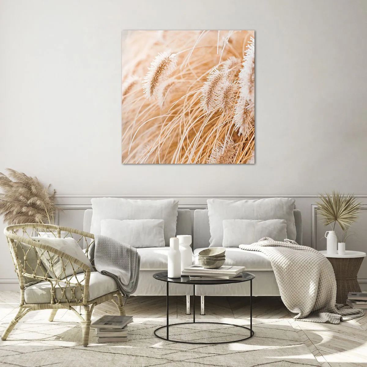 Glasbild - Bild auf glas - Das goldene Rauschen des Grases - 60x60 cm