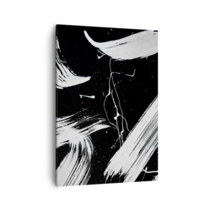 Bild auf Leinwand - Leinwandbild - Abstrakte weiße Striche auf schwarzem Hintergrund - 50x70cm - Dunkelheit durchbrechen - Moderne Wanddekoration für Wohnzimmer und Schlafzimmer ARTTOR