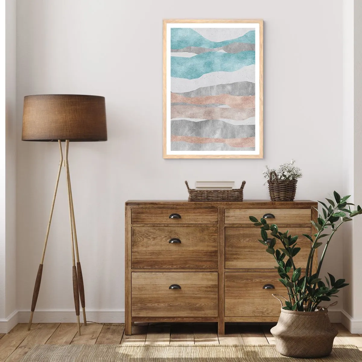 Poster in einem Rahmen aus heller Eiche - Studie über Nähe - 50x70 cm
