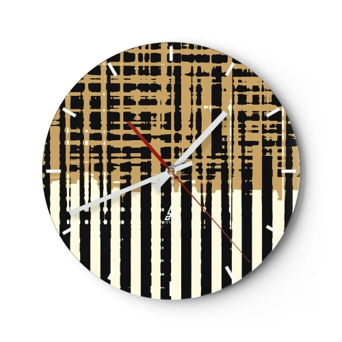 Wanduhr - Glasuhr - Geometrische Abstraktion in Beige- und Schwarztönen - 30x30cm - Architektonische Abstraktion - Moderne Wanddekoration für Wohnzimmer, Küche und Schlafzimmer ARTTOR