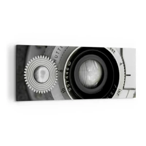 Bild auf Leinwand - Leinwandbild - Das Objektiv einer alten Kamera - 120x50cm - Eine Story über Hollywood - Moderne Wanddekoration für Wohnzimmer und Schlafzimmer ARTTOR