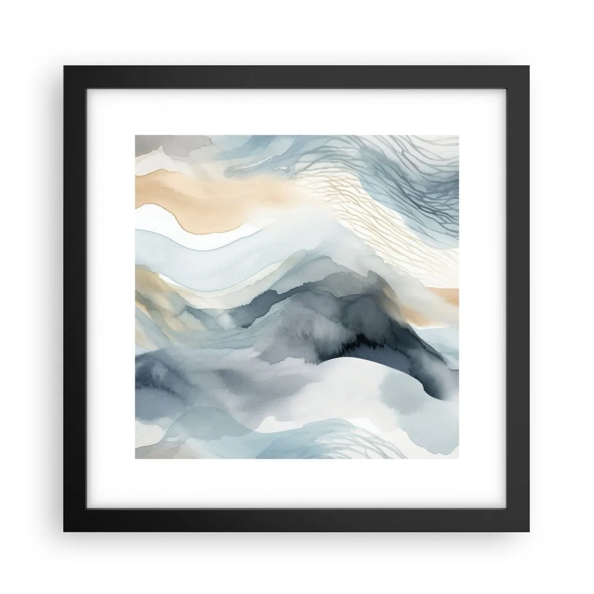 Poster in einem schwarzem Rahmen - Verschneite und neblige Abstraktion - 30x30 cm