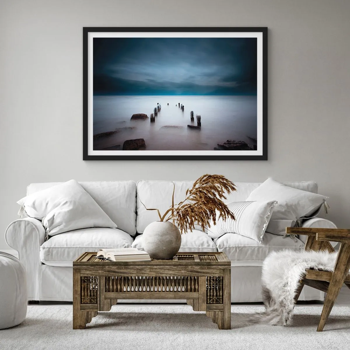 Poster in einem schwarzem Rahmen - Nachdenklicher See - 40x30 cm