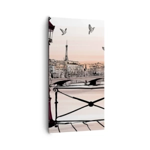 Bild auf Leinwand - Leinwandbild - Über den Dächern von Paris - 65x120 cm