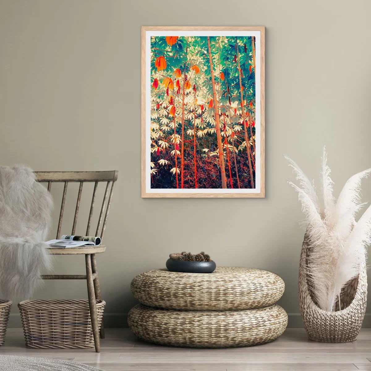 Poster in einem Rahmen aus heller Eiche - Das geheime Leben der Blätter - 61x91 cm