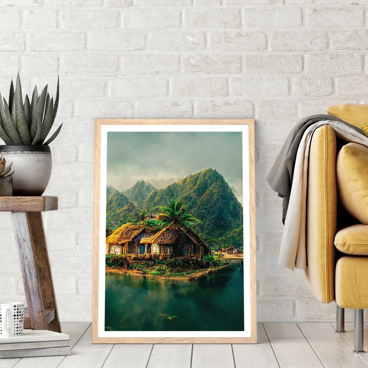 Poster in einem Rahmen aus heller Eiche - Tropisches Paradies - 70x100 cm