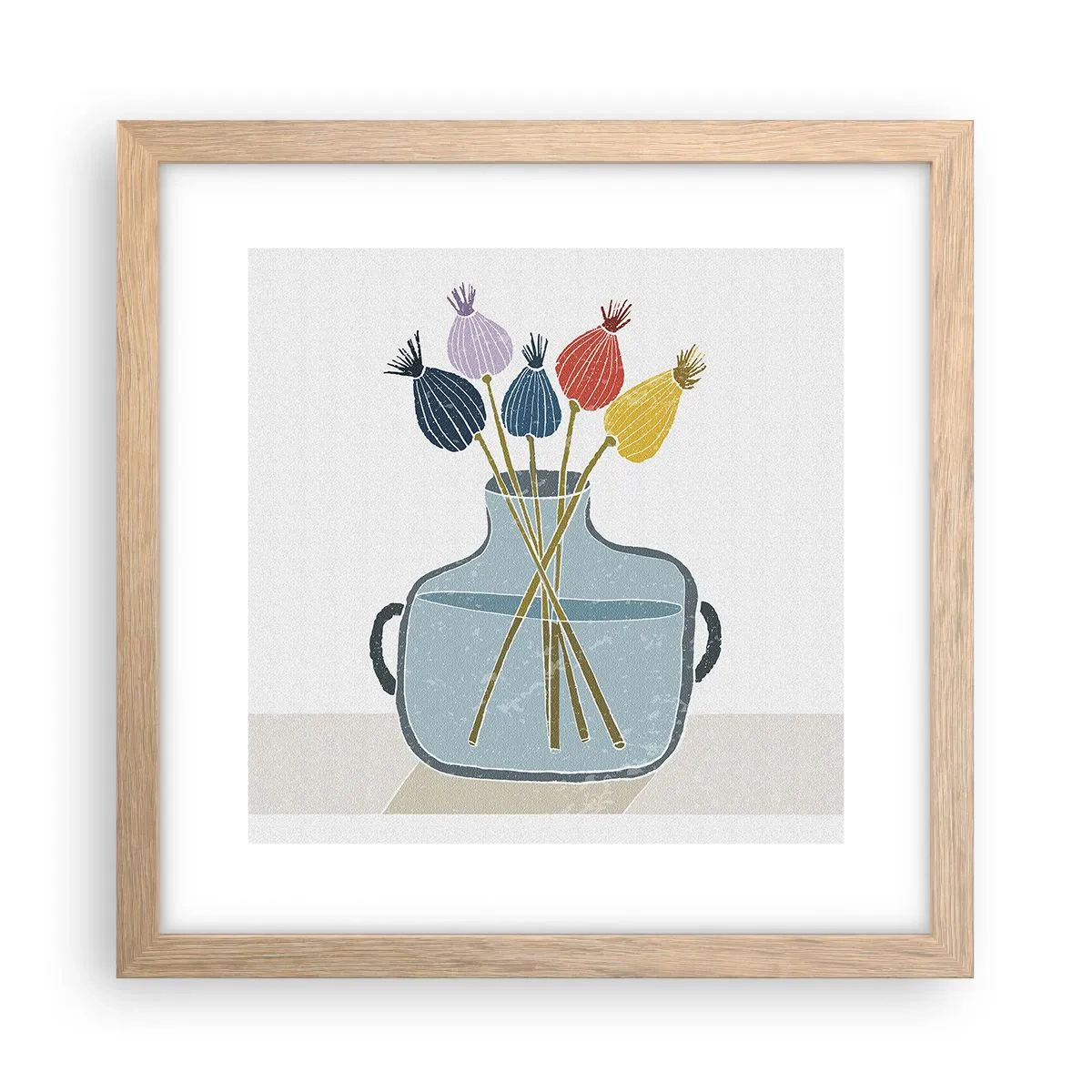 Poster in einem Rahmen aus heller Eiche - Es ist mucksmäuschenstill - 30x30 cm