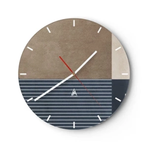 Wanduhr - Glasuhr - Eine minimalistische Anordnung von Farben und Linien in einer geometrischen Form - 30x30cm - Komposition aus Einfachheit und Rundheit - Moderne Wanddekoration für Wohnzimmer, Küche und Schlafzimmer ARTTOR