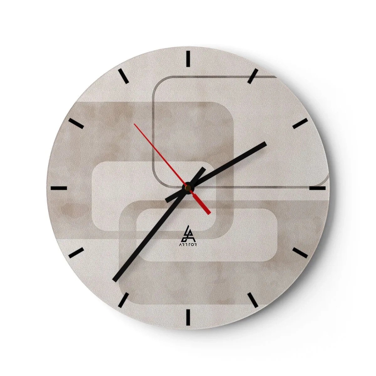 Wanduhr - Glasuhr - Ein minimalistisches geometrisches Muster in Beigetönen - 30x30cm - Geometrische Fuge - Moderne Wanddekoration für Wohnzimmer, Küche und Schlafzimmer ARTTOR