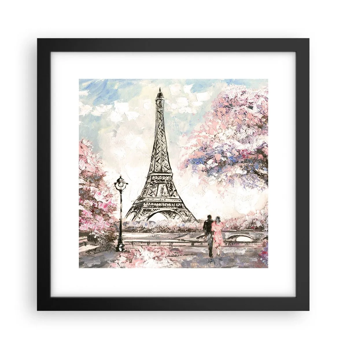 Poster in einem schwarzem Rahmen - Aprilspaziergang durch Paris - 30x30 cm