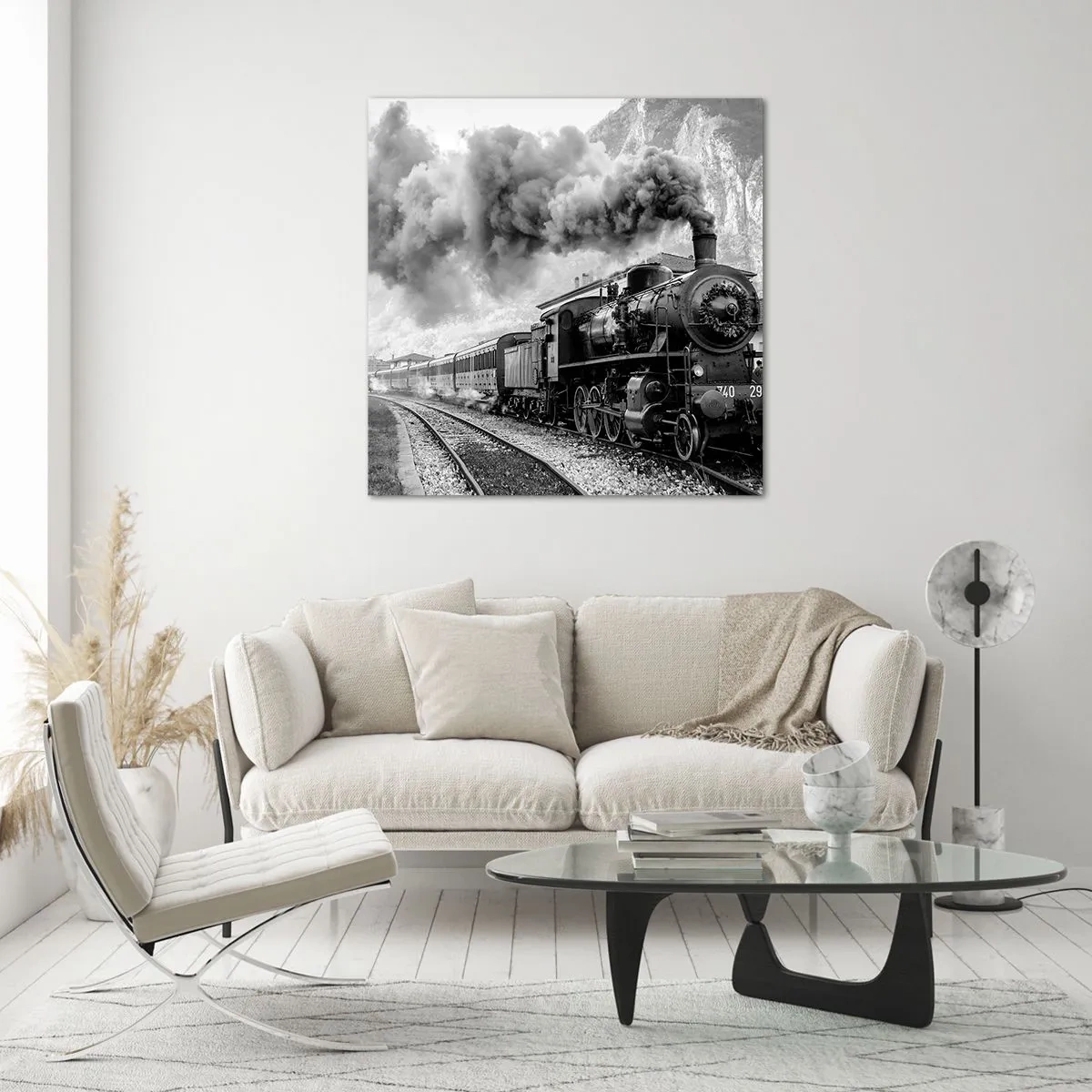 Glasbild - Bild auf glas - Steht am Bahnhof ... - 40x40 cm