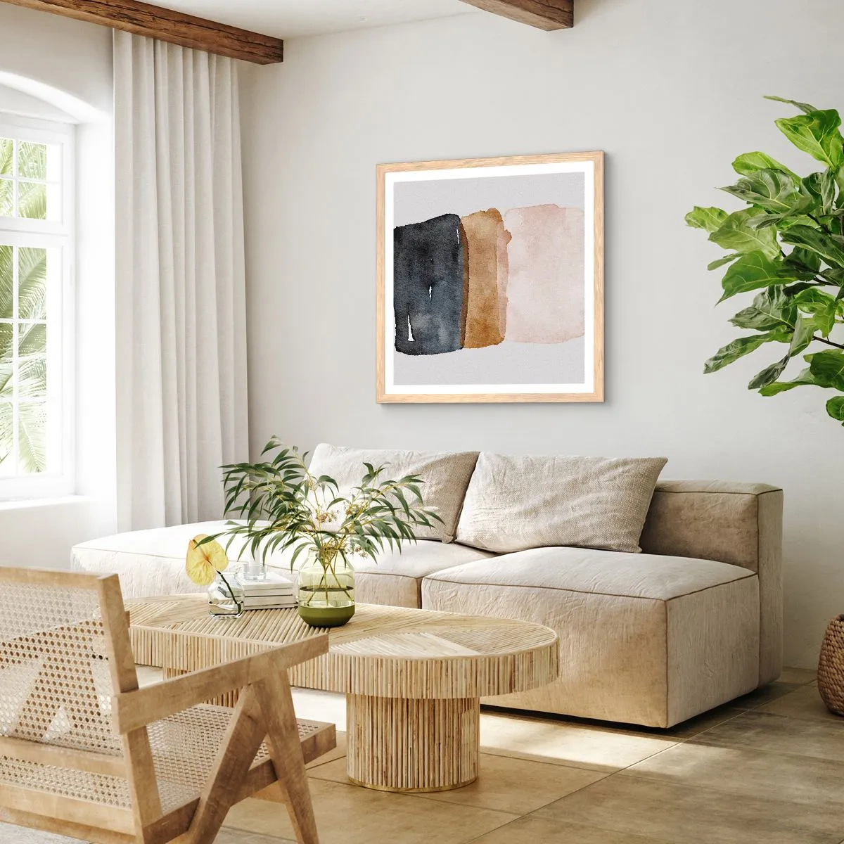 Poster in einem Rahmen aus heller Eiche - Die Komposition der Farben der Erde - 60x60 cm