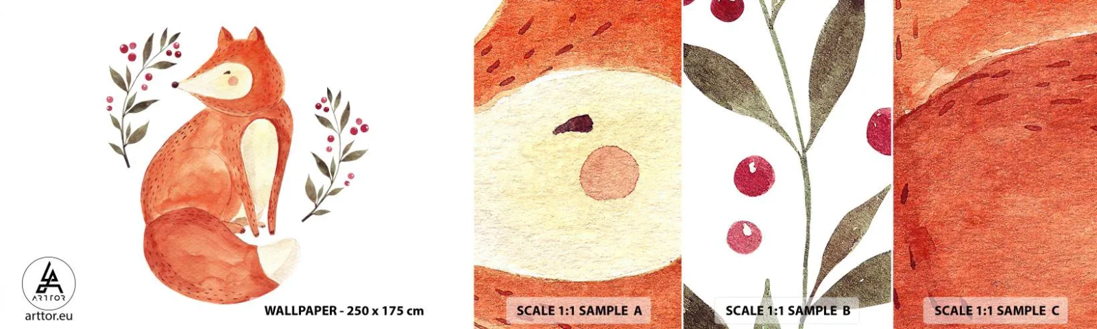 Fototapeten Muster Selbstklebend Deluxe Sticker - Kleine Rothaarige - Für Kinder, Fuchs, Märchen - 100x30 cm