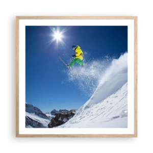 Poster in einem Rahmen aus heller Eiche - Tanzen mit den Bergen - 60x60 cm