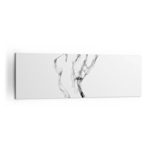 Bild auf Leinwand - Leinwandbild - Zarte, abstrakte Linien, die Rauchfahnen ähneln, auf hellem Hintergrund - 160x50cm - Schön und stark - Moderne Wanddekoration für Wohnzimmer und Schlafzimmer ARTTOR