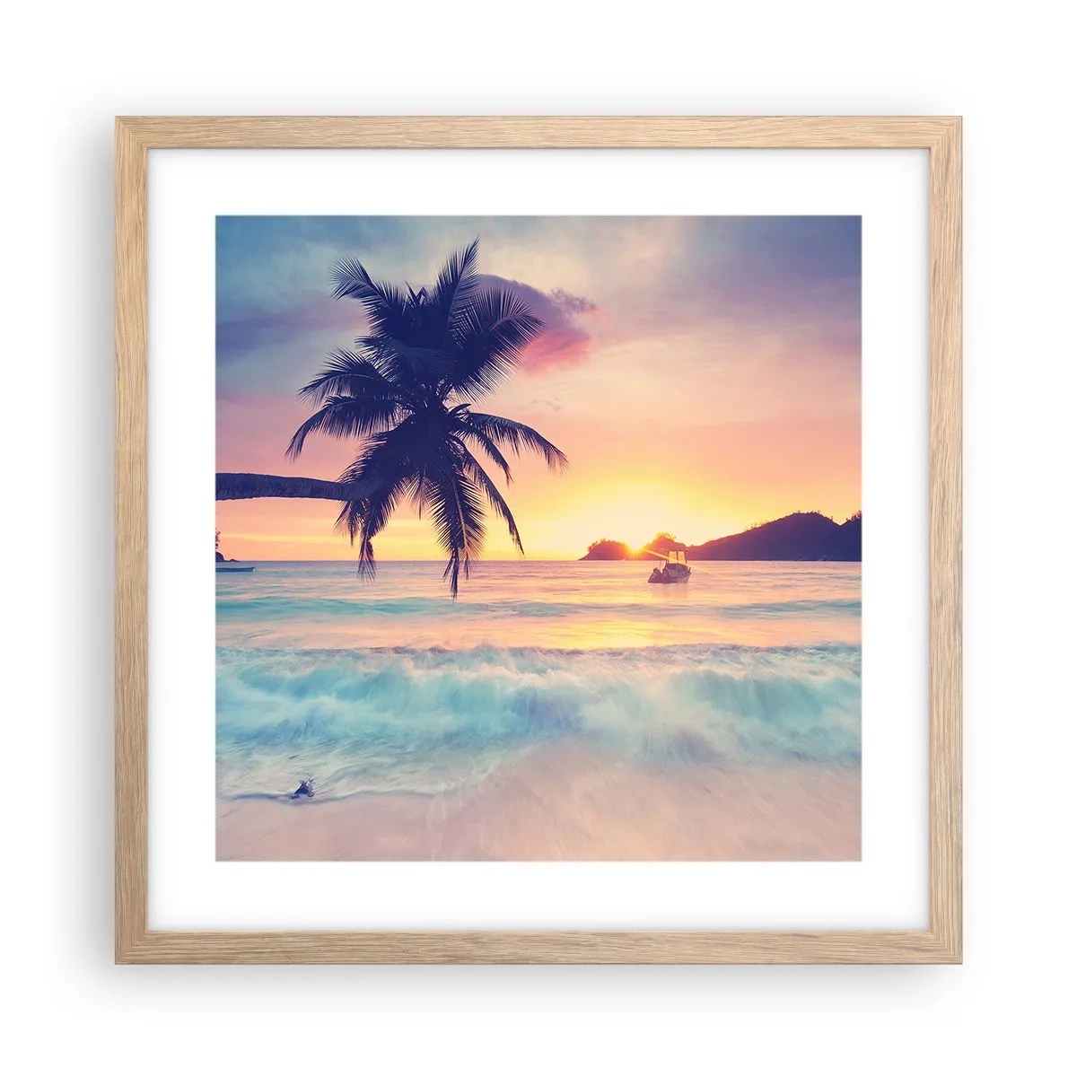 Poster in einem Rahmen aus heller Eiche - Ein Abend in der Bucht - 40x40 cm