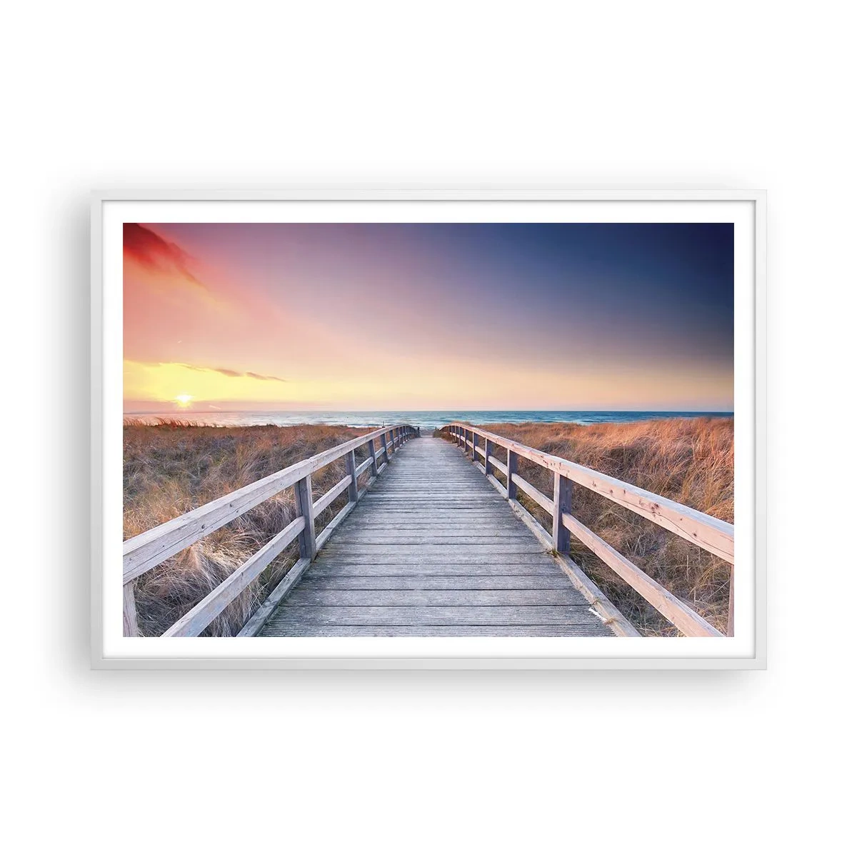 Poster in einem weißen Rahmen - Baltische Abend-Aurora - 100x70 cm