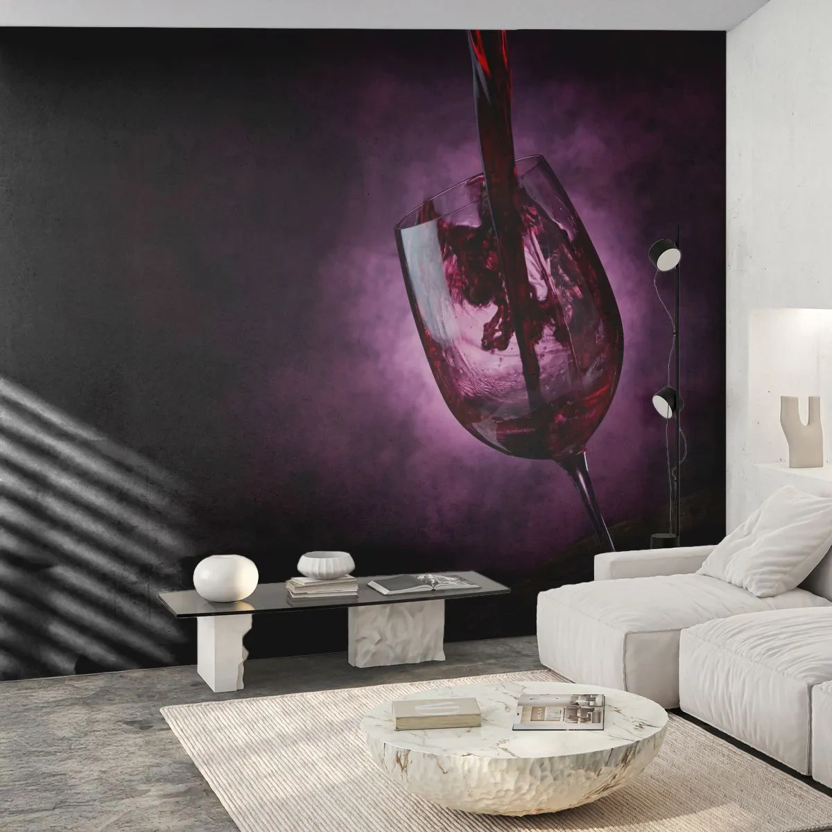 Fototapete Premium Canvas - Scharlachrot? Karminrot? Nein, Rubin. - Glas, Rotwein, Stück - 250x175 cm