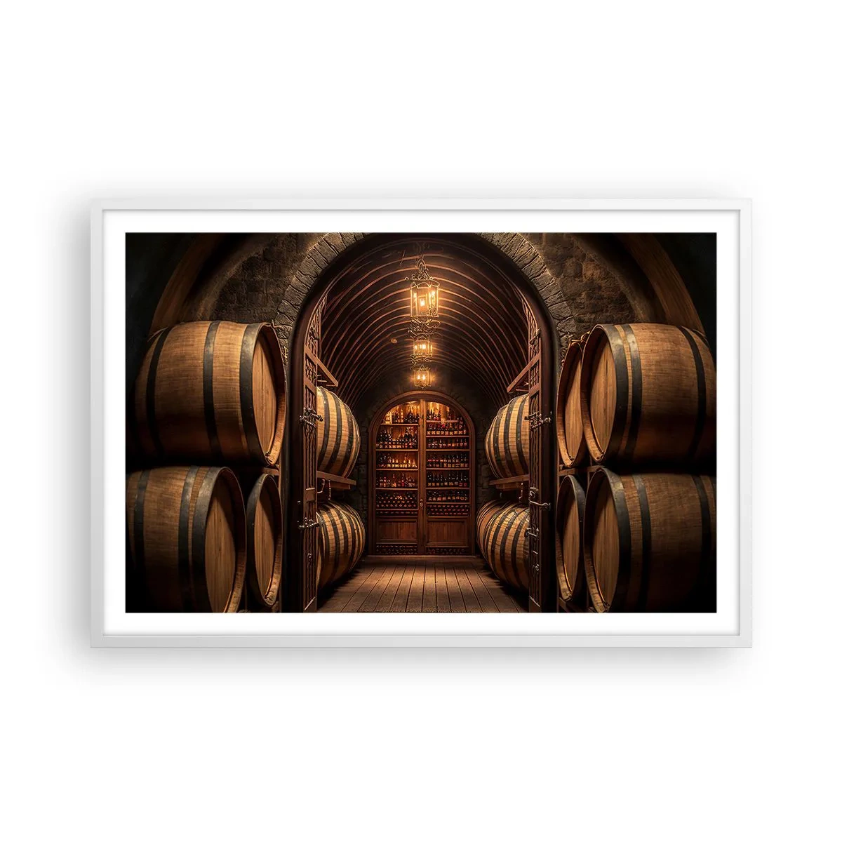 Poster in einem weißen Rahmen - Stimmungsvoller Keller - 91x61 cm