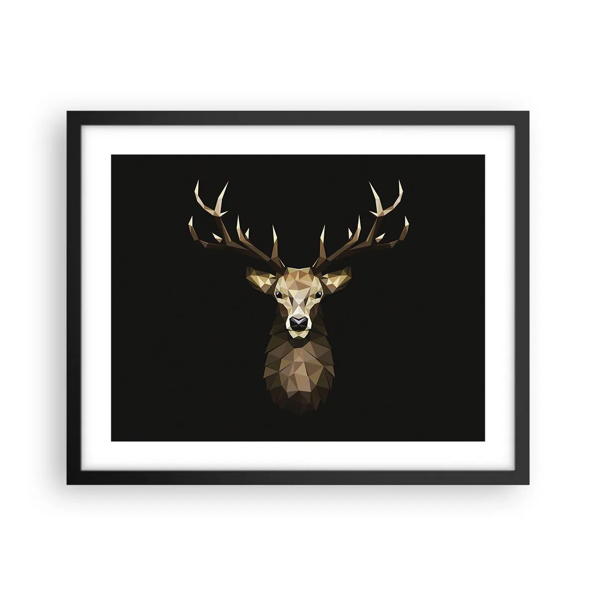 Poster in einem schwarzem Rahmen - Kubistischer Hirsch - 50x40 cm