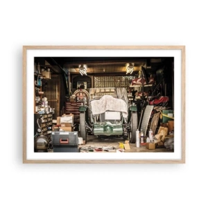 Poster in einem Rahmen aus heller Eiche - Zurück in die Vergangenheit - 70x50 cm