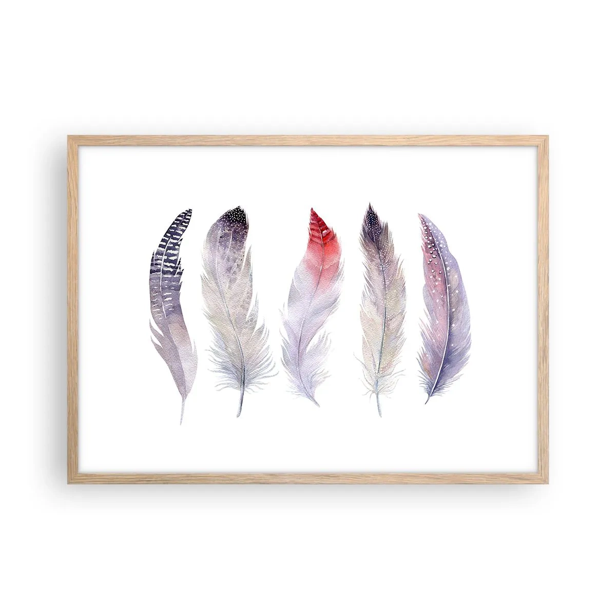 Poster in einem Rahmen aus heller Eiche - Zart wie mehrfarbiger Nebel - 70x50 cm