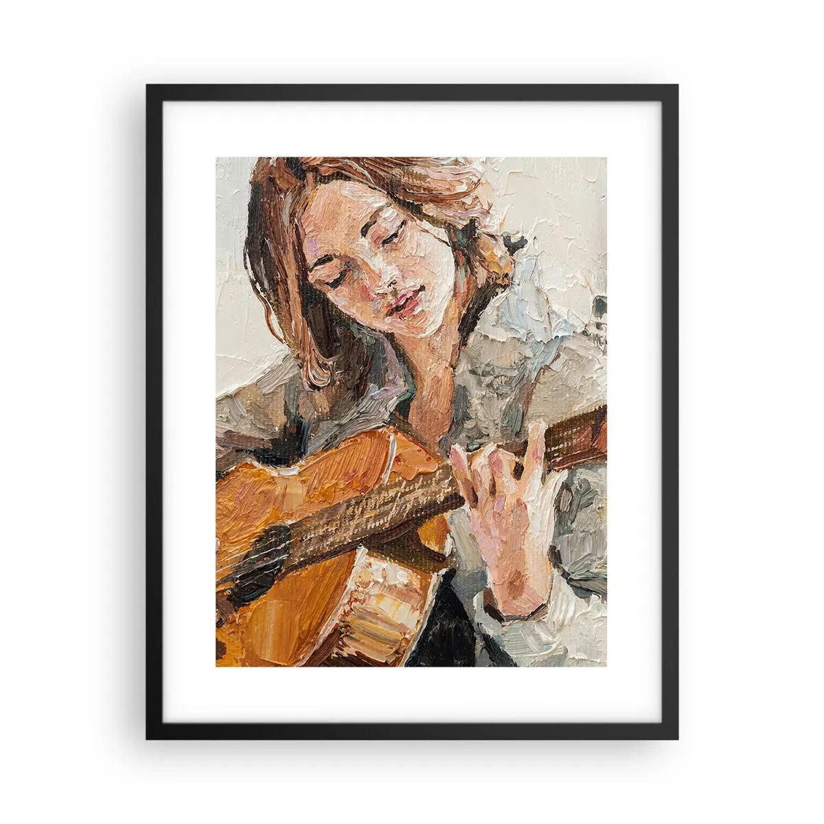 Poster in einem schwarzem Rahmen - Konzert für Gitarre und Mädchenherz - 40x50 cm