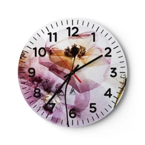 Wanduhr - Glasuhr - Transparente Körperblumen - 30x30 cm