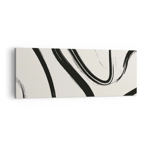 Bild auf Leinwand - Leinwandbild - Schwarz-weiße geschwungene Linien auf hellem Hintergrund - 140x50cm - Schwarz-Weiß-Laune - Moderne Wanddekoration für Wohnzimmer und Schlafzimmer ARTTOR