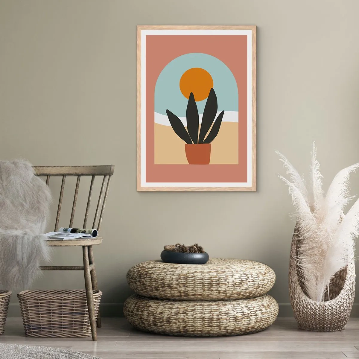 Poster in einem Rahmen aus heller Eiche - Kleine Freuden - 70x100 cm