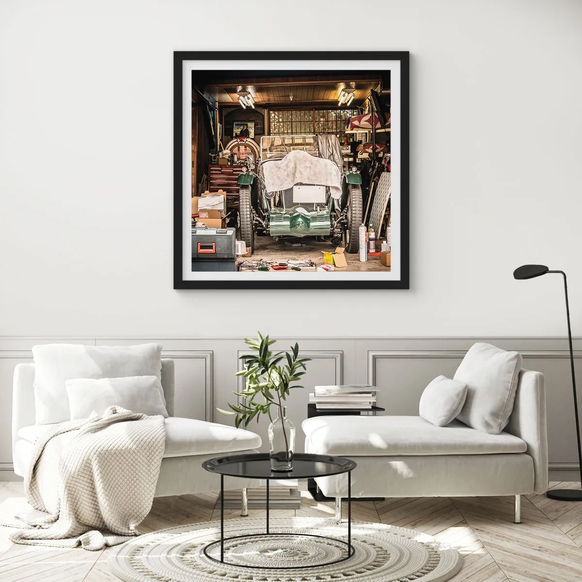 Poster in einem schwarzem Rahmen - Zurück in die Vergangenheit - 60x60 cm