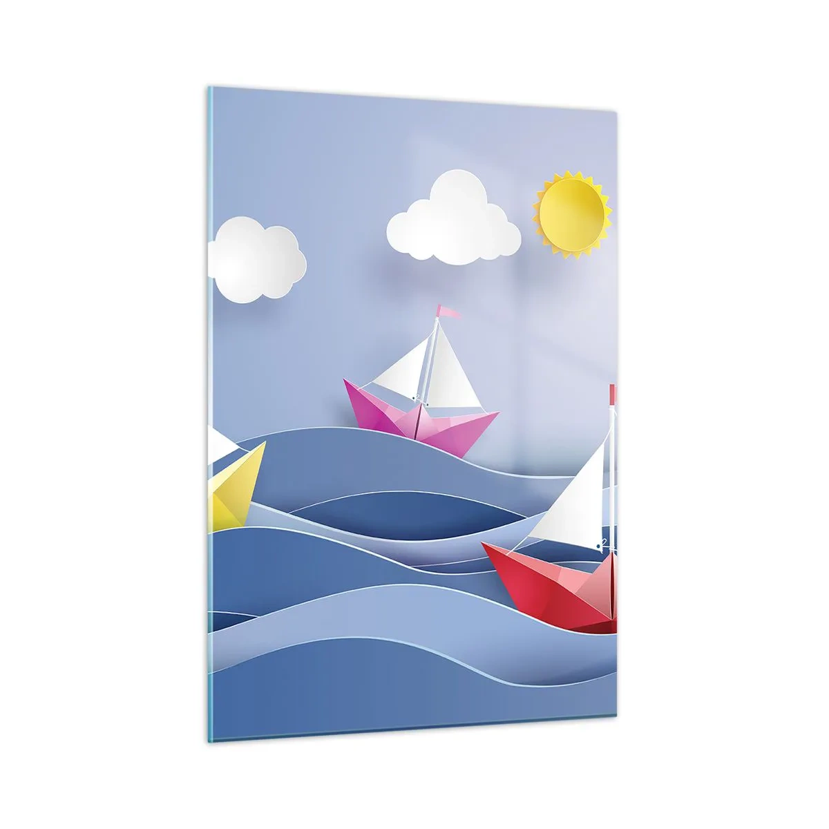 Glasbild - Bild auf glas - Oh, wie schön ist es, in den Wellen zu schaukeln - 50x70cm - Ach, wie schön ist es, in den Wellen zu schwingen - Moderne Wanddekoration für Wohnzimmer und Schlafzimmer ARTTOR