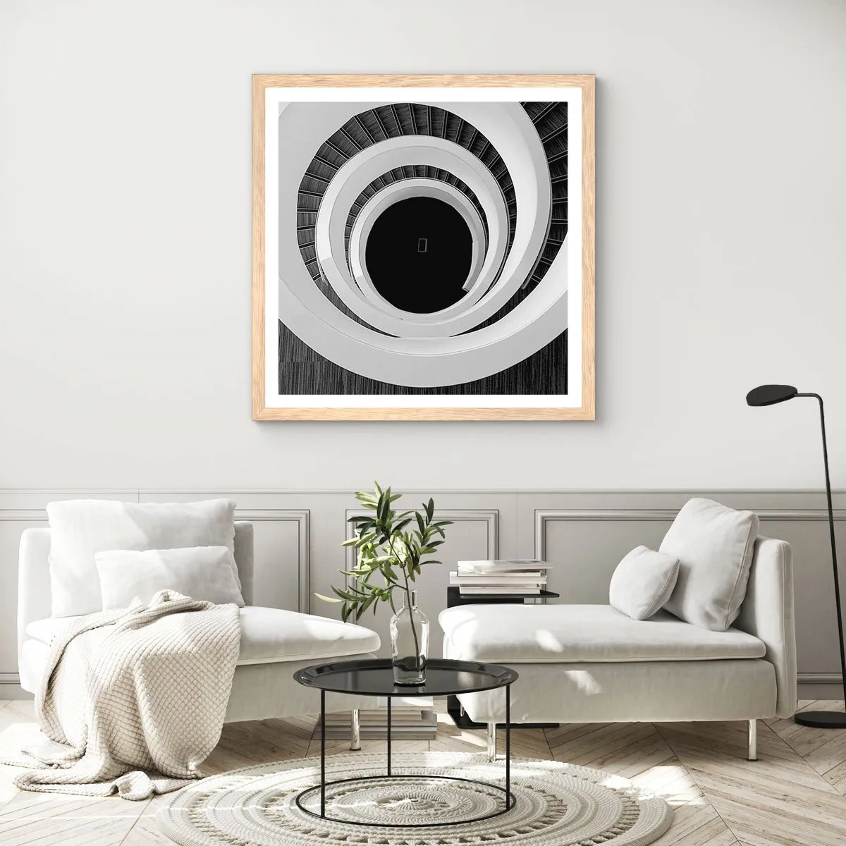 Poster in einem Rahmen aus heller Eiche - Zum Kern der Sache - 60x60 cm