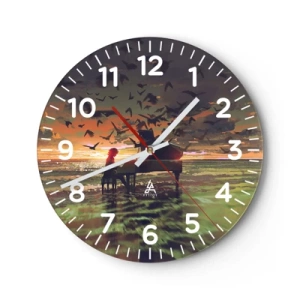 Wanduhr - Glasuhr - Konzert für Klavier und Wellen - 30x30 cm