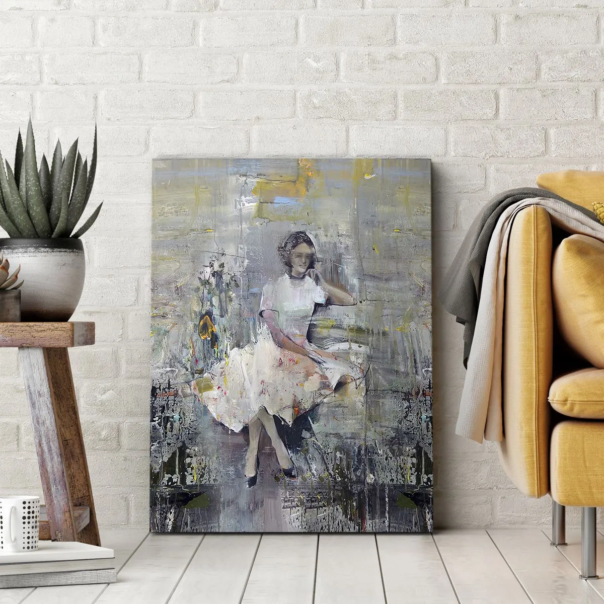 Bild auf Leinwand - Leinwandbild - Künstlerisches Porträt einer Frau in Pastellfarben - 50x70cm - Klassisch und modern - Moderne Wanddekoration für Wohnzimmer und Schlafzimmer ARTTOR