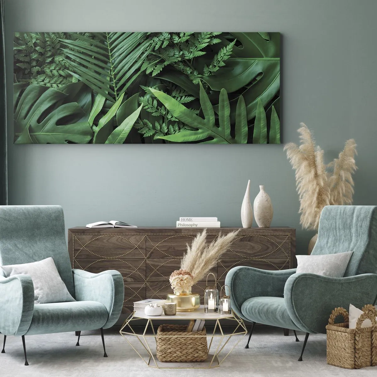 Bild auf Leinwand - Leinwandbild - Eingebettet ins Grüne - 100x40 cm
