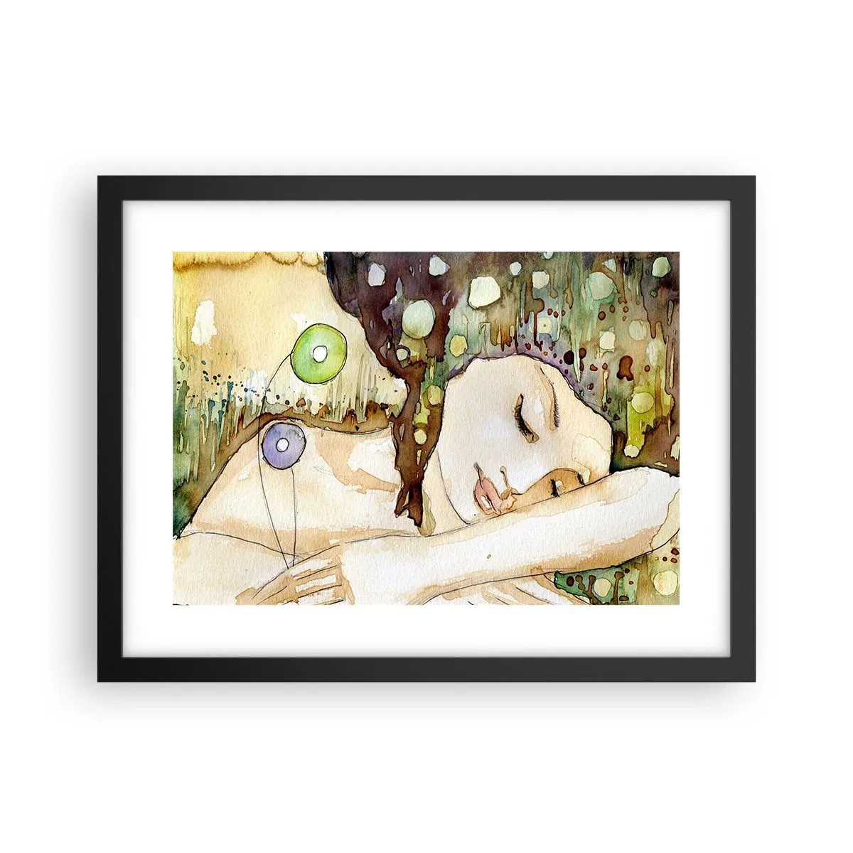 Poster in einem schwarzem Rahmen - Ein smaragd-violetter Traum - 40x30 cm