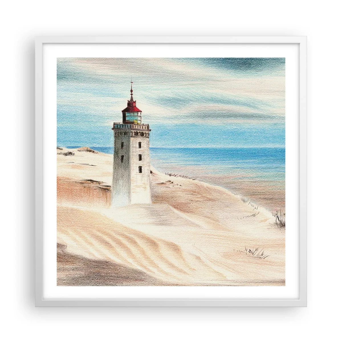 Poster in einem weißen Rahmen - Immer aufs Meer starrend - 60x60 cm