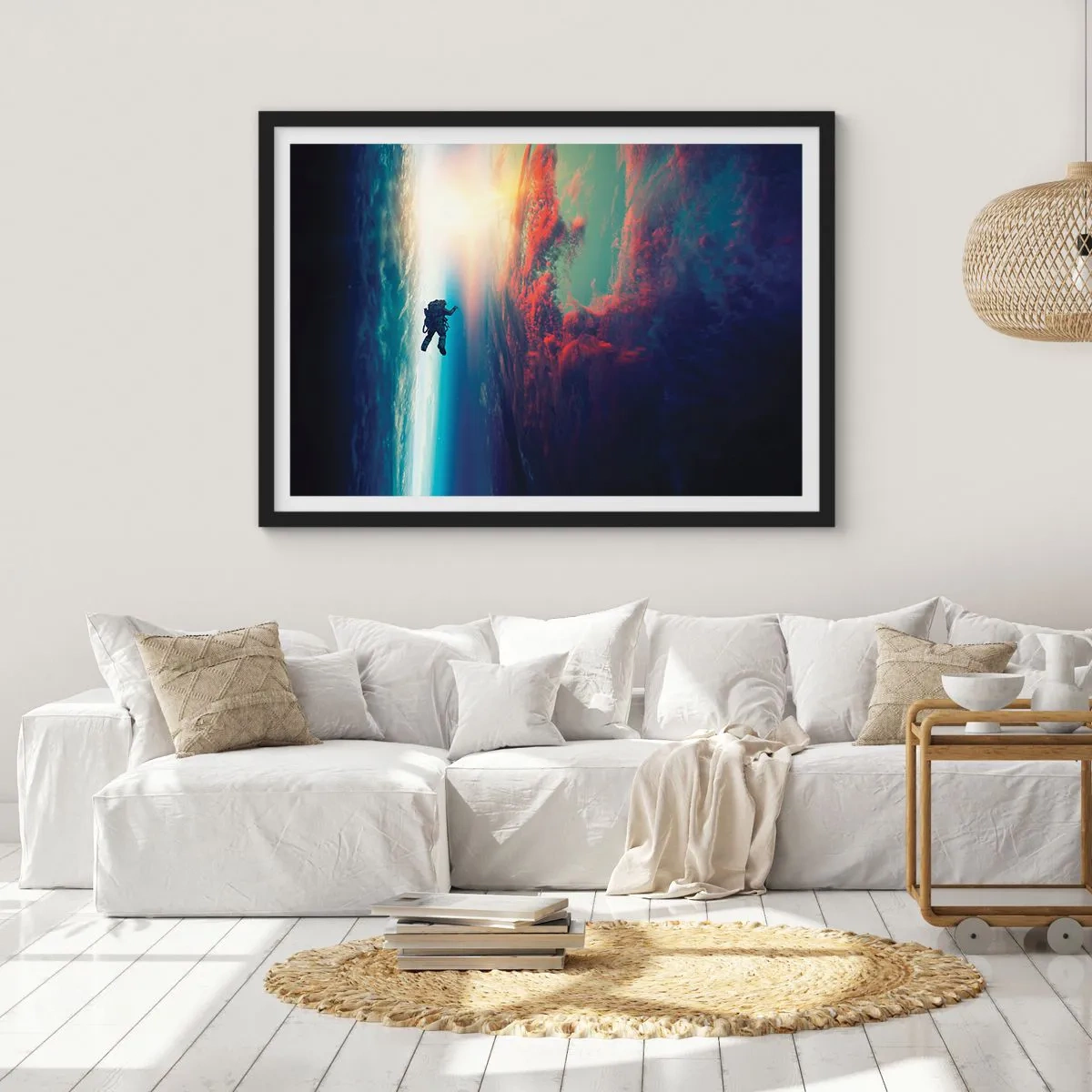 Poster in einem schwarzem Rahmen - Sich dem Universum stellen - 50x40 cm