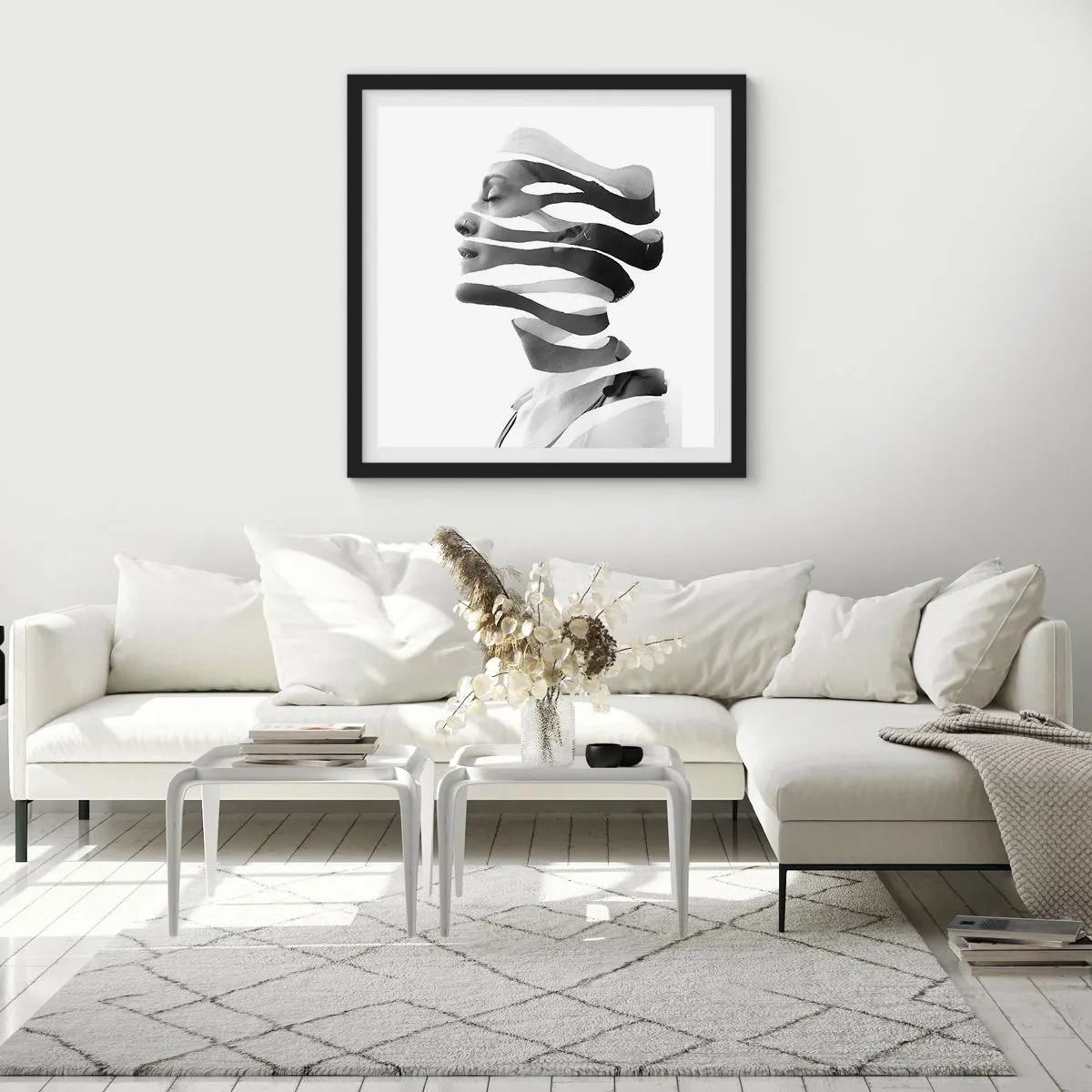 Poster in einem schwarzem Rahmen - Surreales Porträt - 40x40 cm