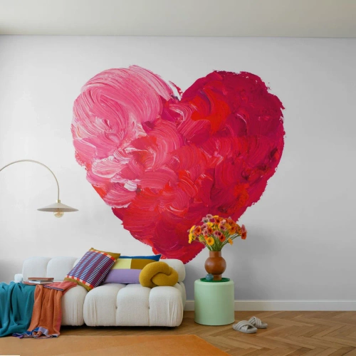 Fototapete Premium Sand - Alles was du brauchst ist Liebe - Abstraktion, Rotes Herz, Symbol der Liebe - 400x280 cm