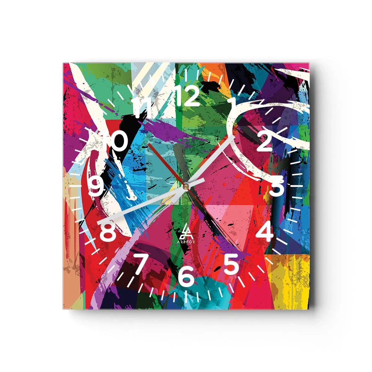 Wanduhr - Glasuhr - Schnell, spritzig und springt - 30x30 cm